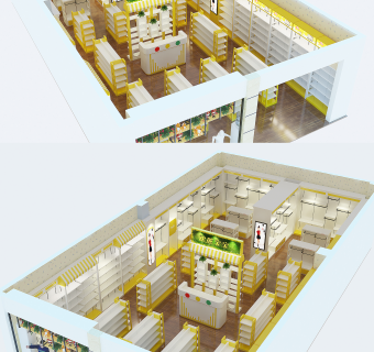 现代奶粉店CAD施工图，奶粉店CAD建筑图纸免费下载