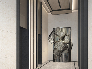 华润公寓样板间大堂电梯CAD施工图，样板间设计施工图纸下载