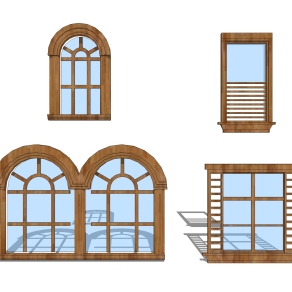 欧式窗草图大师模型,欧式窗SU模型下载
