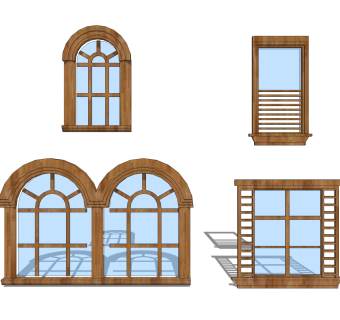 欧式窗草图大师模型,欧式窗SU模型下载