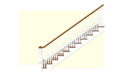 欧式单跑楼梯草图大师模型，单跑楼梯sketchup模型免费下载