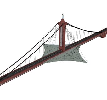 悬索桥设计草图大师模型下载，sketchup悬索桥su模型分享