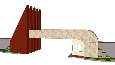 现代入口大门su模型下载、入口大门草图大师模型下载