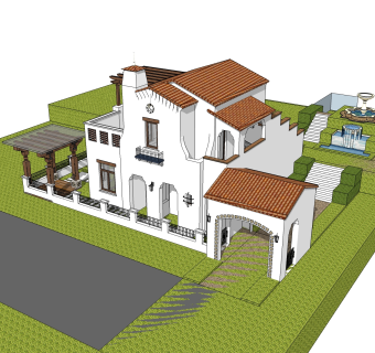 欧式别墅su模型，别墅sketchup模型下载