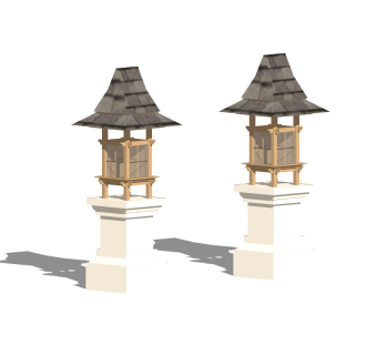 中式景观灯柱草图大师模型，景观灯柱sketchup模型下载