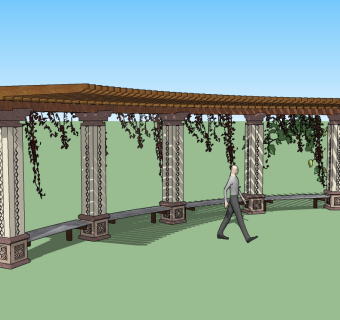 欧式风格廊架草图大师模型，欧式风格廊架sketchup模型下载
