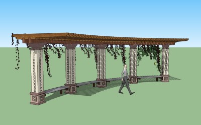 欧式风格廊架草图大师模型，欧式风格廊架sketchup模型下载