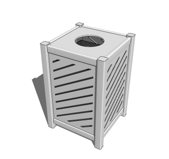 现代金属垃圾桶草图大师模型，垃圾桶SU模型下载