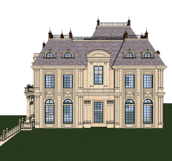 欧式别墅su模型，别墅skb文件下载