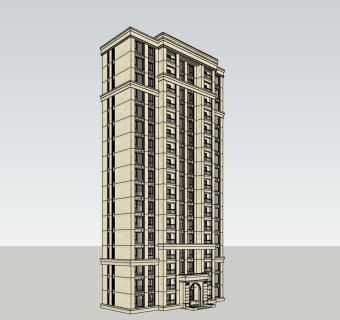 新古典高层公寓楼草图大师模型，公寓sketchup模型