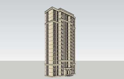 新古典高层公寓楼草图大师模型，公寓sketchup模型