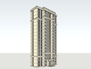 <em>新古典高层</em>公寓楼草图大师模型，公寓sketchup模型