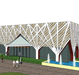 现代售楼处建筑方案草图大师模型，售楼部建筑sketchup模型免费下载