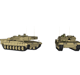 德国Leopard豹2A6主站坦克su模型，坦克草图大师模型下载