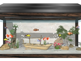 现代生态鱼缸草图大师模型，鱼缸sketchup模型下载