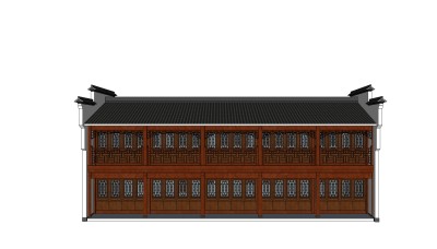 中式古建民房免费su模型下载、古建民房草图大师模型下载