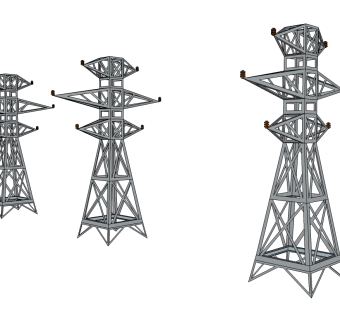工业风电线杆免费su模型下载、电线杆草图大师模型下载