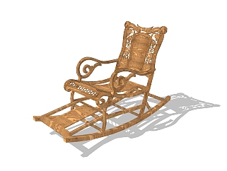 新中式精品躺椅草图大师模型，躺椅sketchup模型下载