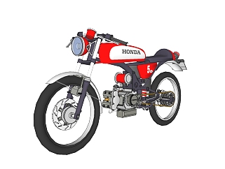 现代摩托车sketchup模型，摩托车草图大师模型下载