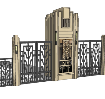 欧式入口大门草图大师模型下载，入口大门SU模型分享