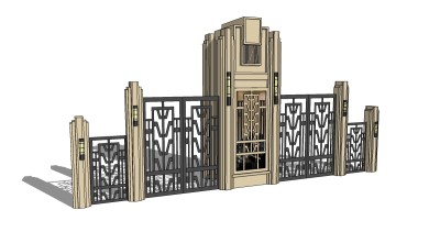 欧式入口大门草图大师模型下载，入口大门SU模型分享