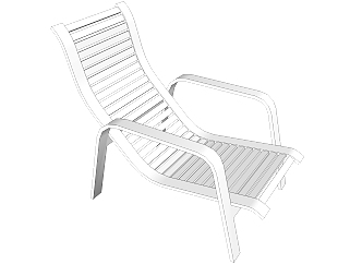 现代躺椅草图大师模型，白色<em>镂空</em>扶手躺椅su模型下载