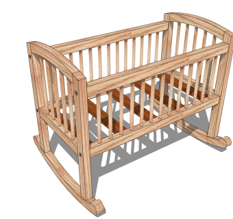 中式婴儿床草图大师模型，婴儿床skb文件下载