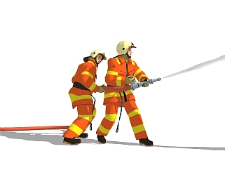 现代消防员sketchup模型，人物草图大师模型下载