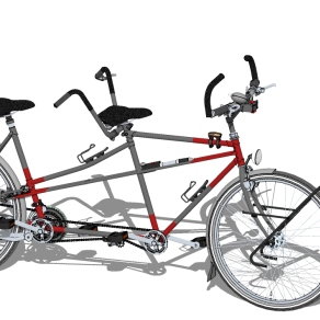 现代双人自行车SKB模型，双人自行车草图大师模型下载