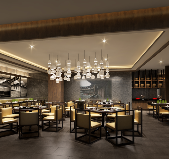 中式菜馆CAD施工图，菜馆CAD建筑图纸下载