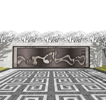 新中式景墙sketchup模型下载