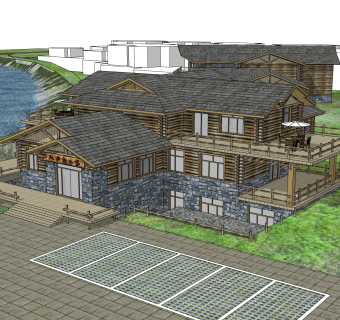 中式古建筑草图大师模型，古建民俗sketchup模型免费下载