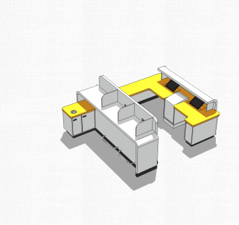 办公桌草图大师模型，办工桌skp模型，办工桌su素材下载