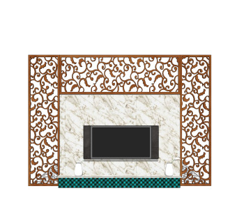 中式电视柜草图大师模型，电视柜SKP模型下载