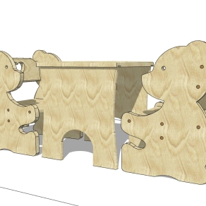 现代儿童拼装桌椅草图大师模型，儿童拼装桌椅sketchup模型下载