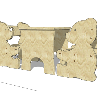 现代儿童拼装桌椅草图大师模型，儿童拼装桌椅sketchup模型下载