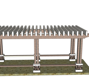 现代中式廊亭，SU模型免费下载