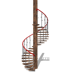 现代实木螺旋楼梯草图大师模型，实木螺旋楼梯sketchup模型免费下载