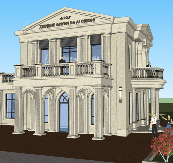 欧式别墅su模型下载、欧式别墅草图大师模型下载