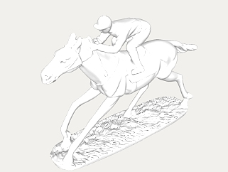 现代骑马雕塑su模型下载、骑马雕塑草图大师模型下载