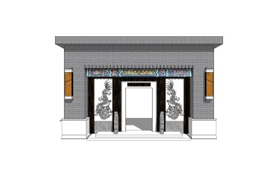 中式古建门面门头草图大师模型，古建门面门头sketchup模型免费下载