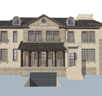 欧式独栋别墅草图大师模型，独栋别墅sketchup模型免费下载