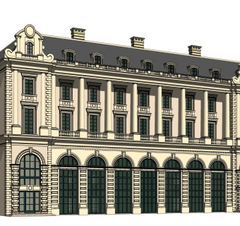 欧式酒店草图大师模型，酒店sketchup模型免费下载