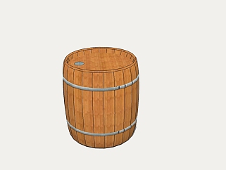 木质酒桶su模型下载、酒桶草图大师模型下载