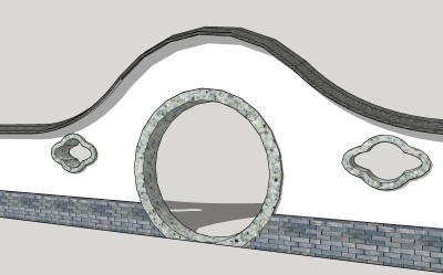 月洞门skp文件下载，月洞门草图大师模型分享