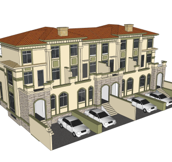 欧式别墅su模型，别墅skb文件下载