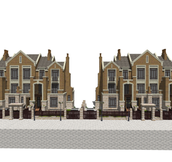 欧式别墅外观草图大师模型，别墅外观sketchup模型免费下载