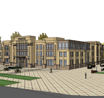 欧式售楼处建筑方案草图大师模型，建筑构件sketchup模型免费下载