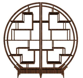 中式博古架家具模型草图大师模型，博古架sketchup模型下载