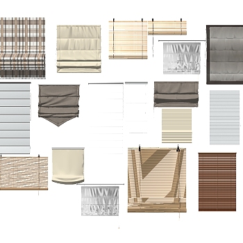 精品卷帘窗帘SU模型集下载